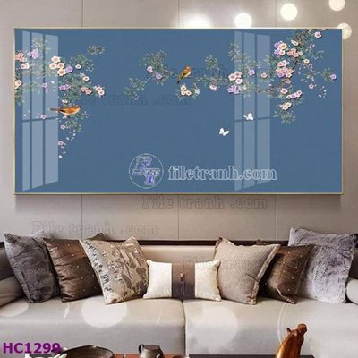 File gốc File tranh hoa và chim tối giản trung quốc HC1299 (thiết kế) cho in ấn