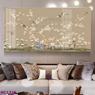File ảnh gốc File tranh hoa và chim tối giản trung quốc HC1326 (chuyên in mica)