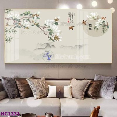 File in trần File tranh hoa và chim tối giản trung quốc HC1331 (bản gốc) hoa văn