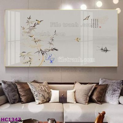 File tranh gốc File tranh hoa và chim tối giản trung quốc HC1347 (bản quyền) file PSD