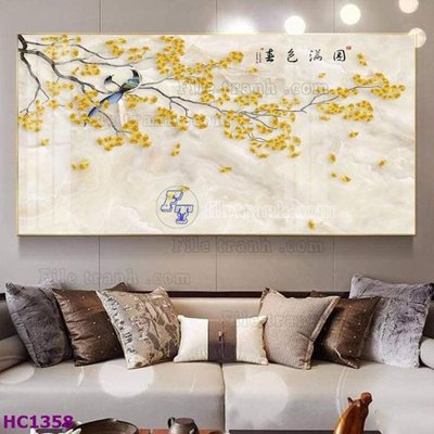 Cung cấp file tranh gốc File tranh hoa và chim tối giản trung quốc HC1358 độc quyền