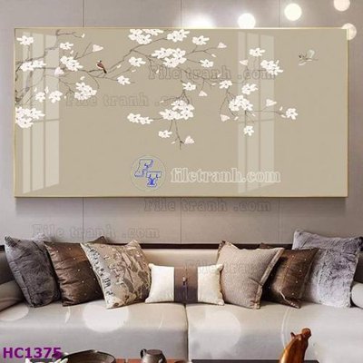 Chi tiết file ảnh File tranh hoa và chim tối giản trung quốc HC1375 sắc nét