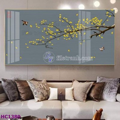 File tranh File tranh hoa và chim tối giản trung quốc HC1380 (bản gốc) treo tường