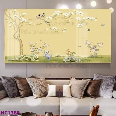 File in ấn File tranh hoa và chim tối giản trung quốc HC1388 chuyên nghiệp
