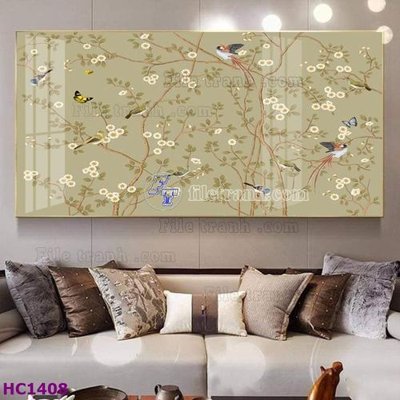 File tranh File tranh hoa và chim tối giản trung quốc HC1408 (file gốc) chuẩn màu in