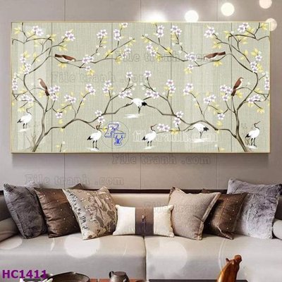 File tranh ảnh gốc File tranh hoa và chim tối giản trung quốc HC1411 dùng cho in khổ lớn