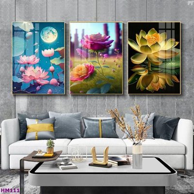 Hình ảnh gốc Tranh bộ 3 hoa sen 5d đẹp HM111 (để in khổ lớn)