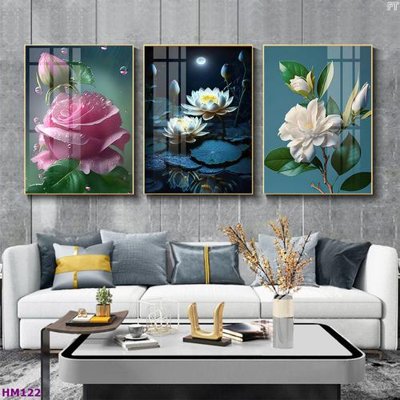 Tải file PSD Tranh bộ 3 hoa sen 5d đẹp HM122 (nguyên layer) để in