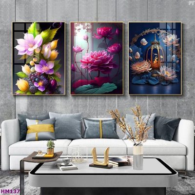 Mua file gốc Tranh bộ 3 hoa sen 5d đẹp HM137 (PSD) tại Filetranh.com