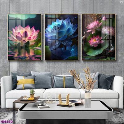 Tải file Tranh bộ 3 hoa sen 5d đẹp HM150 (ảnh gốc) 300dpi Tranh bộ 3 hoa sen 5d đẹp HM150