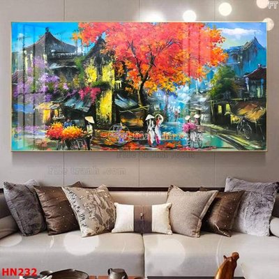 Tải file File tranh phố cổ hà nội xưa HN232 (gốc) chủ đề phong thủy