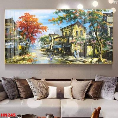 File gốc File tranh phố cổ hà nội xưa HN245 (in ấn) màu sắc trung thực