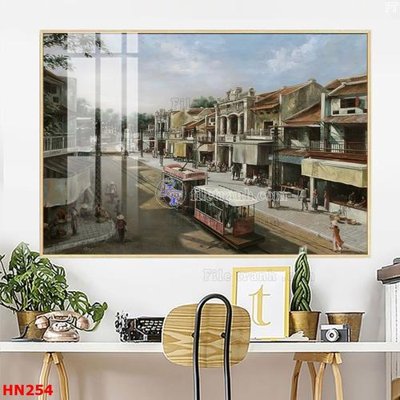 Tải file File tranh phố cổ hà nội xưa HN254 (gốc) chủ đề hoa sen