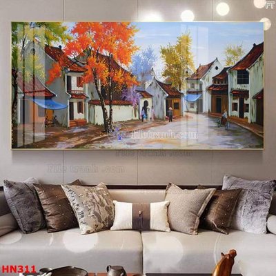 Ảnh gốc File tranh phố cổ hà nội xưa HN311 (độ nét cao) in mica