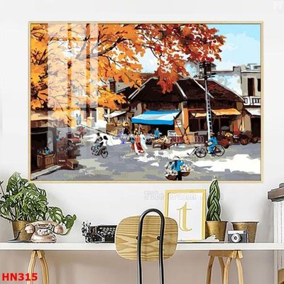 File gốc File tranh phố cổ hà nội xưa HN315 (in mica) cắt laser