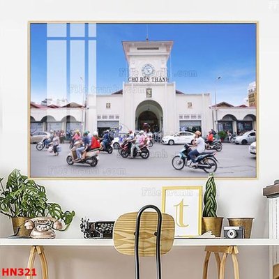 Ảnh gốc File tranh phố cổ hà nội xưa HN321 (độ nét cao) in mica