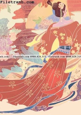 File ảnh Hinh minh hoa co gai Nhat 150 (gốc) in decal dán tường