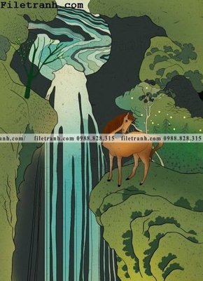 File tranh gốc in trần nhà Hinh minh hoa co gai Nhat 178 3D