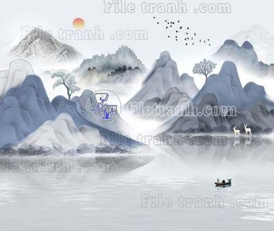 File tranh in trần 3D File tranh gốc tranh tường bích họa idochine trung quốc IDT51 (ảnh gốc)