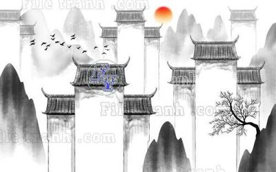 File gốc File tranh gốc tranh tường bích họa idochine trung quốc IDT537 (in lụa) tranh mã đáo