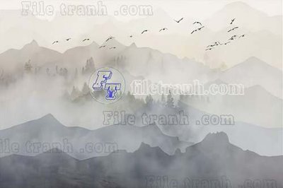 Ảnh gốc File tranh gốc tranh tường bích họa idochine trung quốc IDT746 (nét căng) in mica