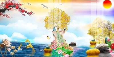 File in trần File gốc in tranh tổng hợp K16154 (file gốc) phong thủy