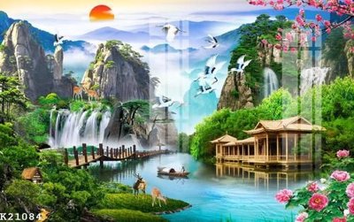 File in trần File gốc in tranh tổng hợp K21084 (bản gốc) phong cảnh