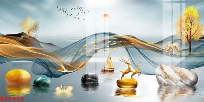 Download file gốc File gốc in tranh tổng hợp K28960 (in lụa) hoa lá