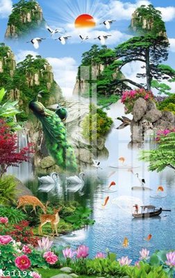 File tranh File gốc in tranh tổng hợp K31194 (ảnh gốc) in trần 3D