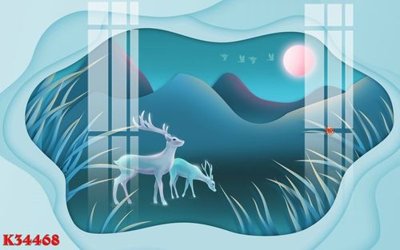 File gốc File gốc in tranh tổng hợp K34468 (in lụa) họa tiết 3D