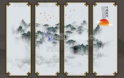 Download file gốc File gốc in tranh tổng hợp tường nền K40620 (in lụa) tranh 3D