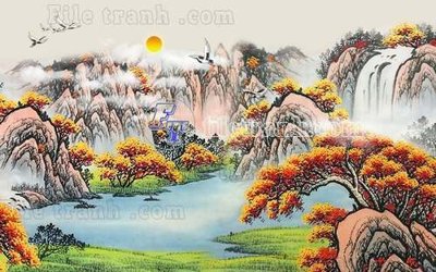 File tranh File gốc in tranh tổng hợp tường nền K40722 (bản gốc) in lụa 5D
