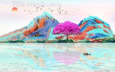 Download file gốc File gốc in tranh tổng hợp tường nền K40777 (in lụa) hoa lá