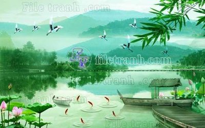 File in trần File gốc in tranh tổng hợp tường nền K40847 (bản gốc) phong cảnh