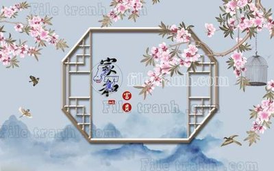 Download file gốc File gốc in tranh tổng hợp tường nền K40984 (in lụa) tranh 3D