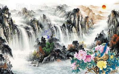 File in trần File gốc in tranh tổng hợp tường nền K44017 (file gốc) phong thủy