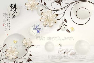 Tải file File gốc in tranh tổng hợp tường nền K45340 (gốc) chủ đề hoa sen