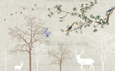 File tranh File tranh gốc dán tường hươu nai sừng K47024 (gốc) chủ đề tĩnh vật