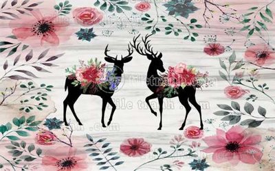 Download file tranh File tranh gốc dán tường hươu nai sừng K47028 (file gốc PSD)