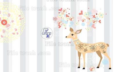Tải file tranh File tranh gốc dán tường hươu nai sừng K47047 (ảnh gốc) ngay