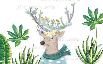 File gốc File tranh gốc dán tường hươu nai sừng K47050 (in 3D) cho trang trí