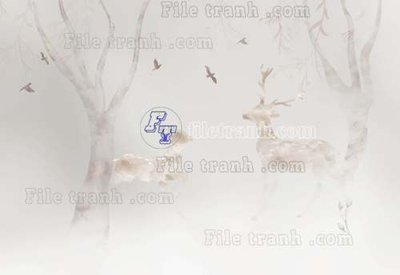 File PSD File tranh gốc dán tường hươu nai sừng K47057 (bản gốc) dễ dàng edit