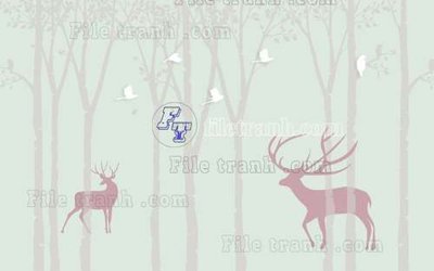 Tệp tin gốc File tranh gốc dán tường hươu nai sừng K47068 (chất lượng cao) File tranh gốc dán tường hươu nai sừng K47068