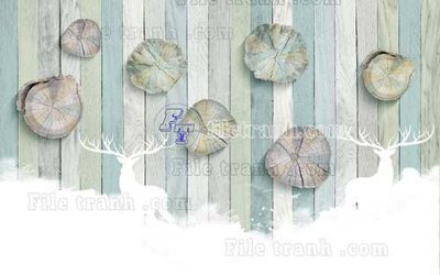 File gốc File tranh gốc dán tường hươu nai sừng K47075 (in tráng gương) ốp tường