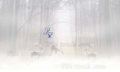 File gốc File tranh gốc dán tường hươu nai sừng K47084 (in lụa) trang trí tường