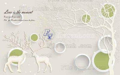 File tranh quảng cáo File tranh gốc dán tường hươu nai sừng K47088 (download file gốc)