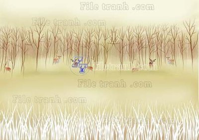 File gốc File tranh gốc dán tường hươu nai sừng K47101 (cho in UV) siêu nét