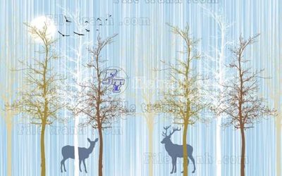 Chi tiết file tranh tráng gương File tranh gốc dán tường hươu nai sừng K47113 (ảnh gốc)