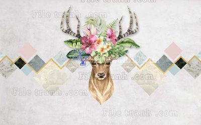 File gốc File tranh gốc dán tường hươu nai sừng K47117 (cho in ấn) từ Filetranh.com