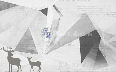 Download file File tranh gốc dán tường hươu nai sừng K47135 (gốc) in mica cao cấp
